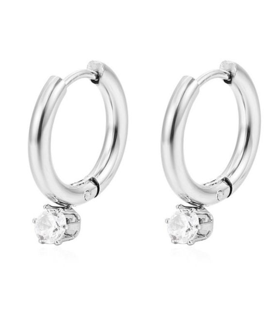 Aretes placa con zirconia