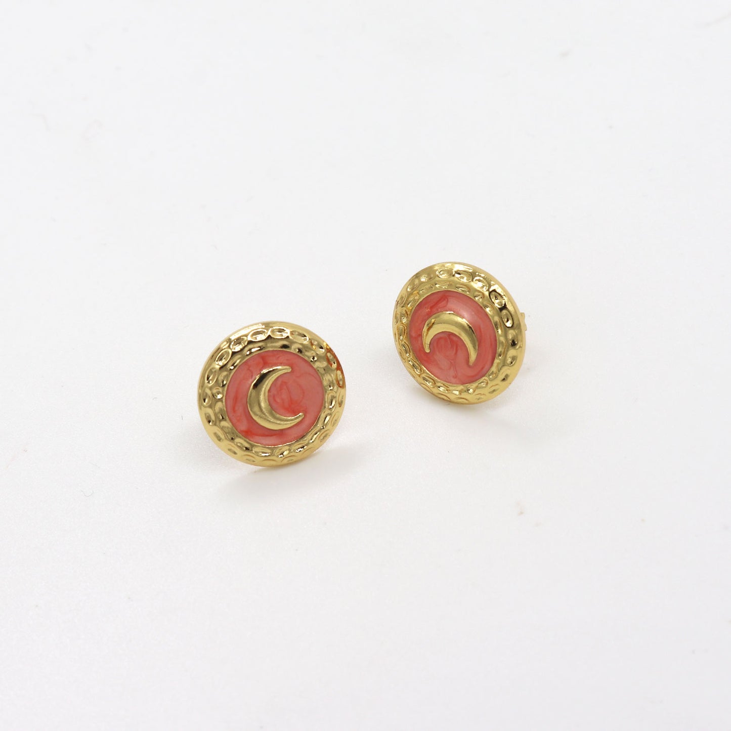 Aretes luna rosa con dorado
