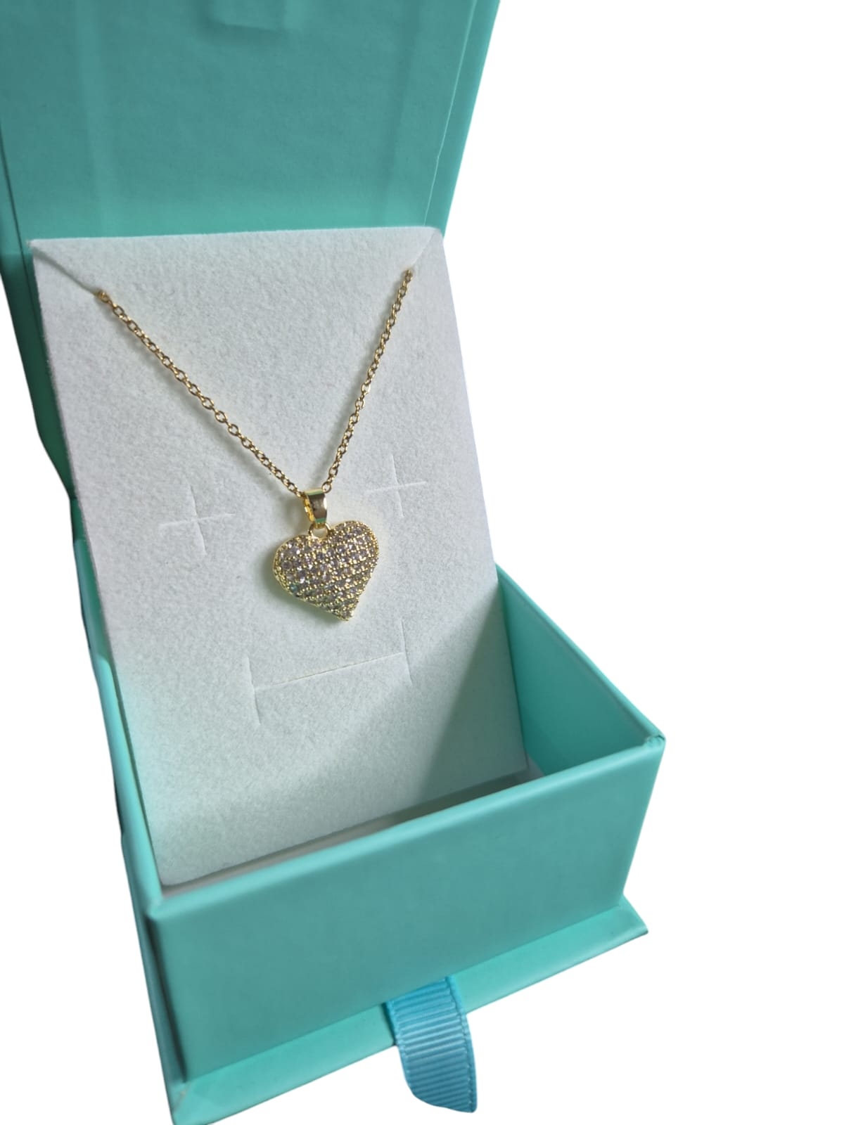 Collar corazón dorado con zirconias
