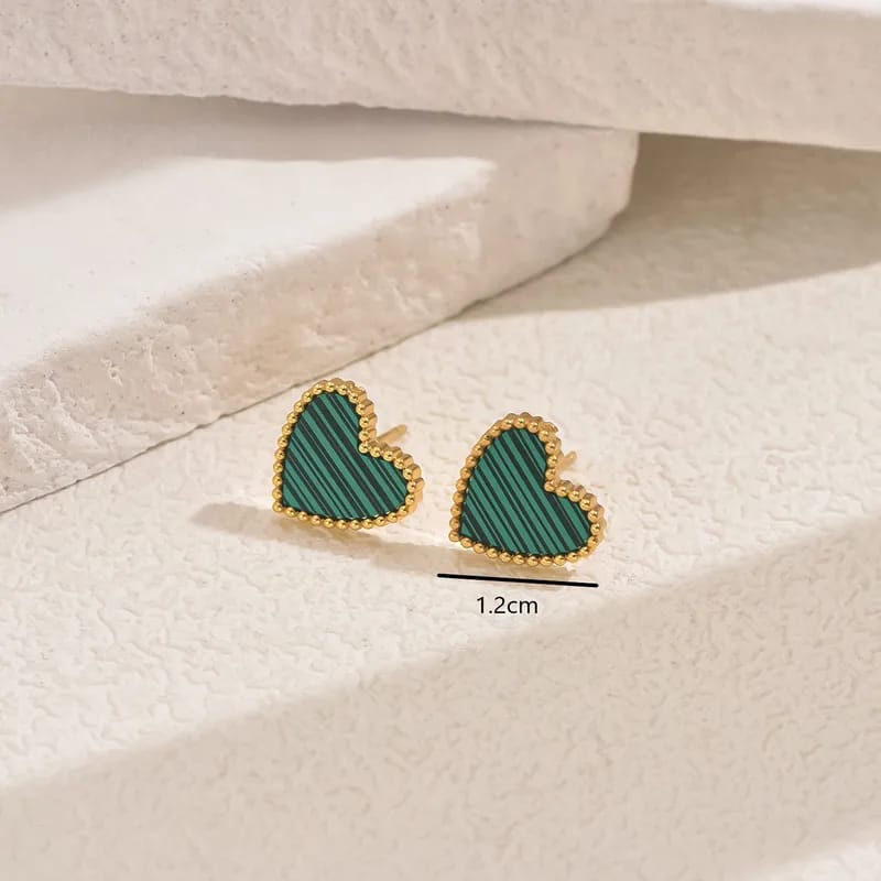 Aretes corazón verde