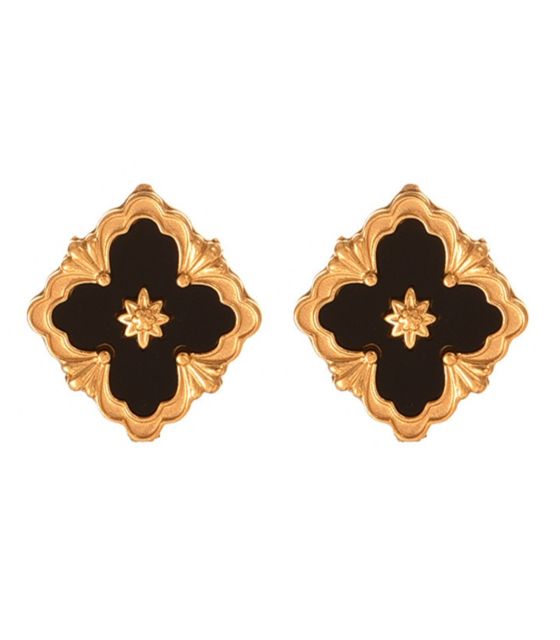 Aretes negro con dorado