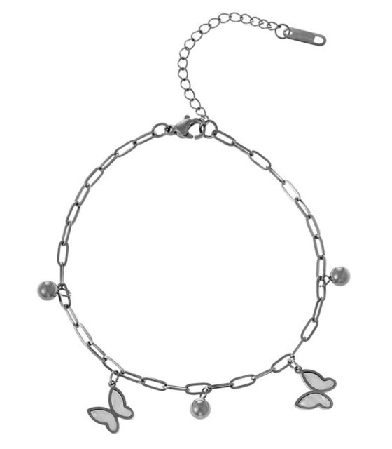 Pulsera plata con mariposas