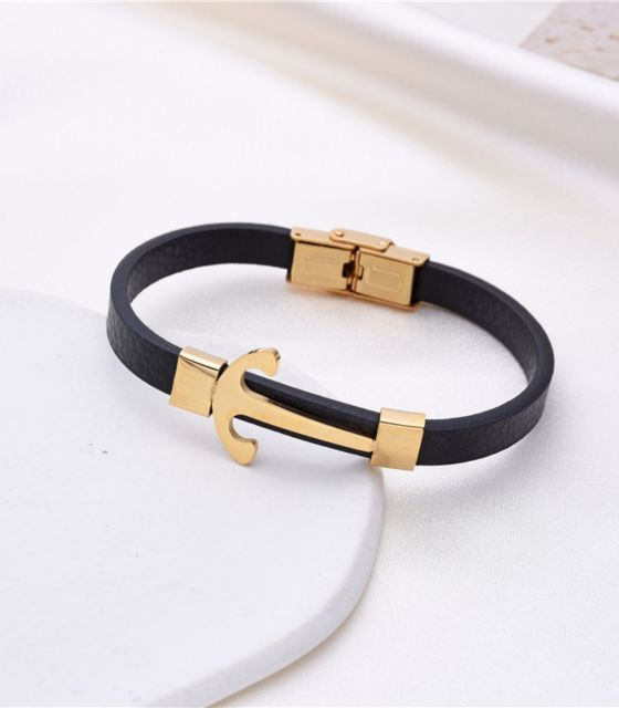 Pulsera para hombre, ancla dorada