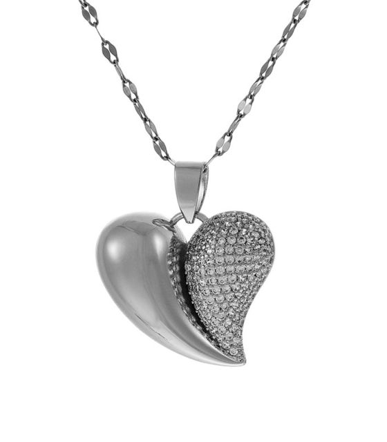 Collar corazón plata con zirconias