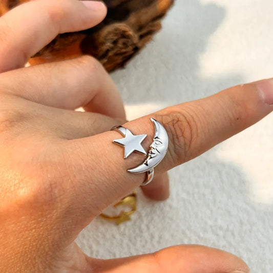 Anillo plata luna y estrella