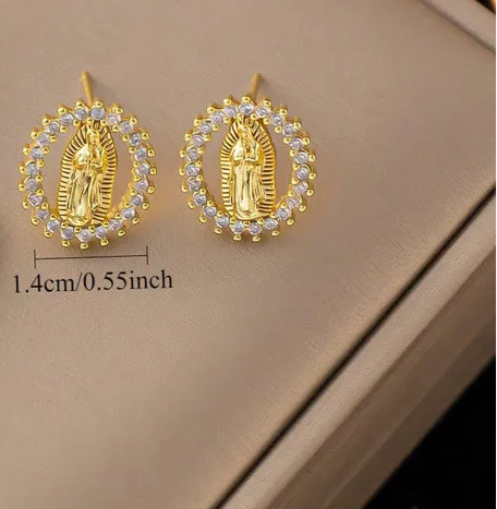 Aretes dorados Virgen de Guadalupe