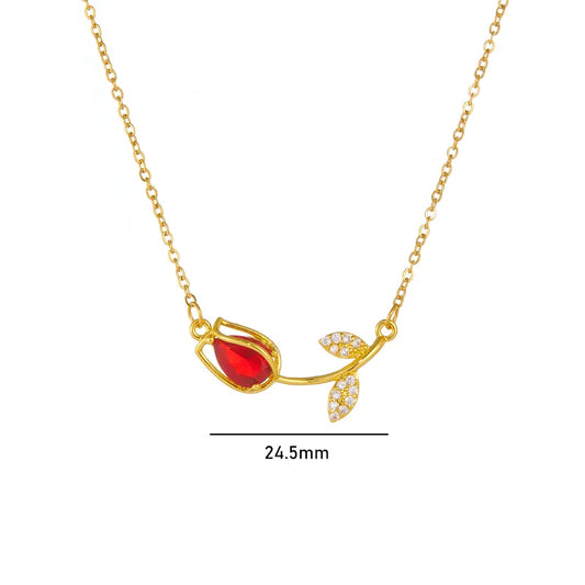 Collar flor roja