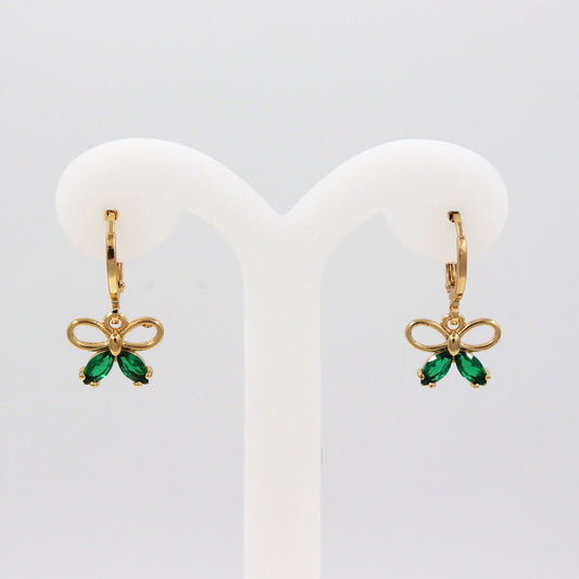 Aretes Huggies moño verde
