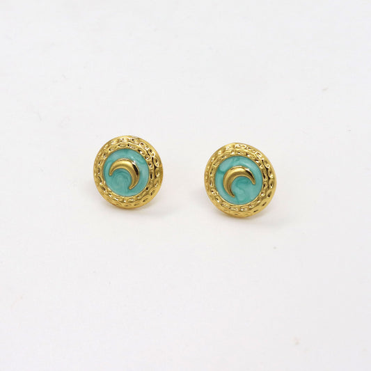 Aretes luna azul con dorado