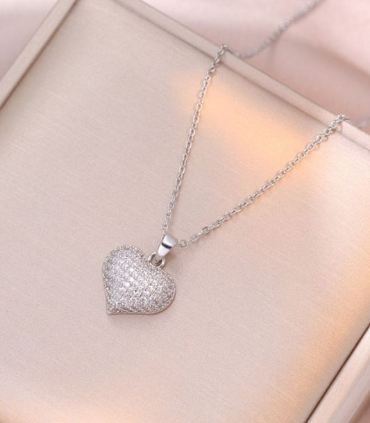 Collar corazón plata con zirconias