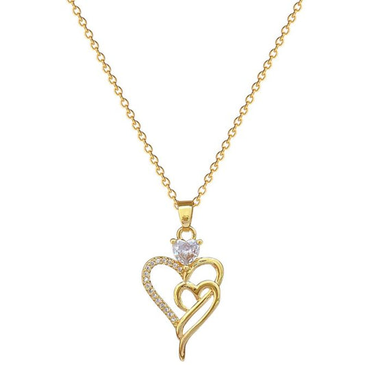 Collar doble corazón con zirconia