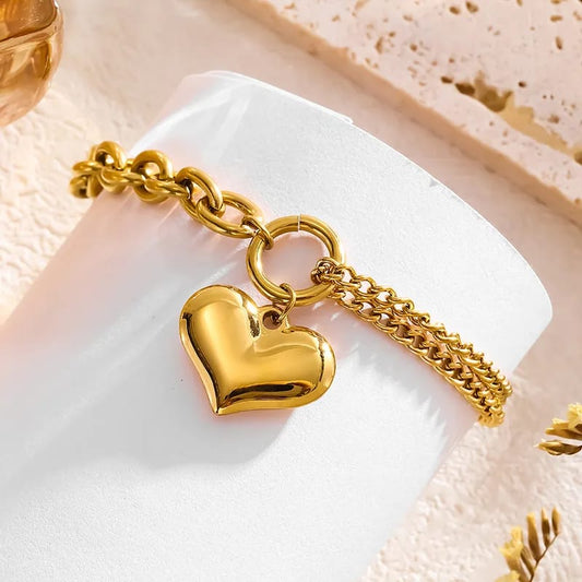 Pulsera dorada corazón