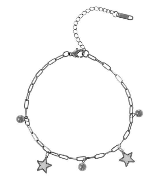 Pulsera plata con estrellas