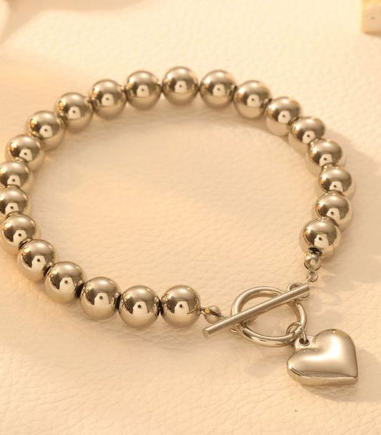 Pulsera plata corazón