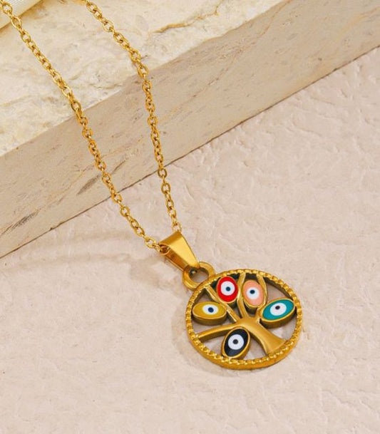 Collar arbol ojo turco colores